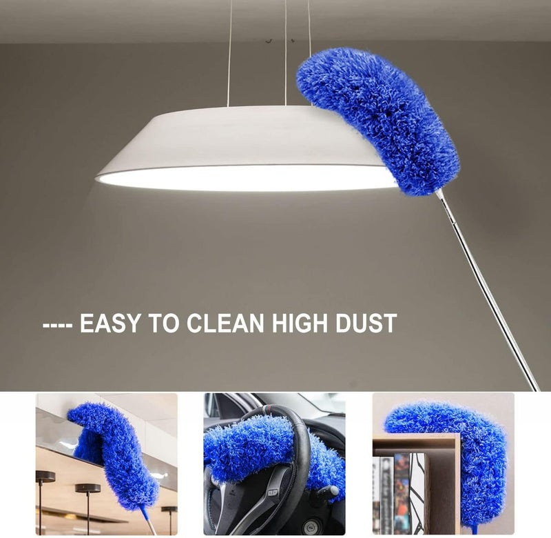 ARAINY Microfiber Duster Kit High Reach Ceiling Fan Duster with Extendable Pole 100" Telescoping Cobweb Duster for Cleaning, Bendable Head Washable Duster for Ceiling, Fan, Furniture - Image 3